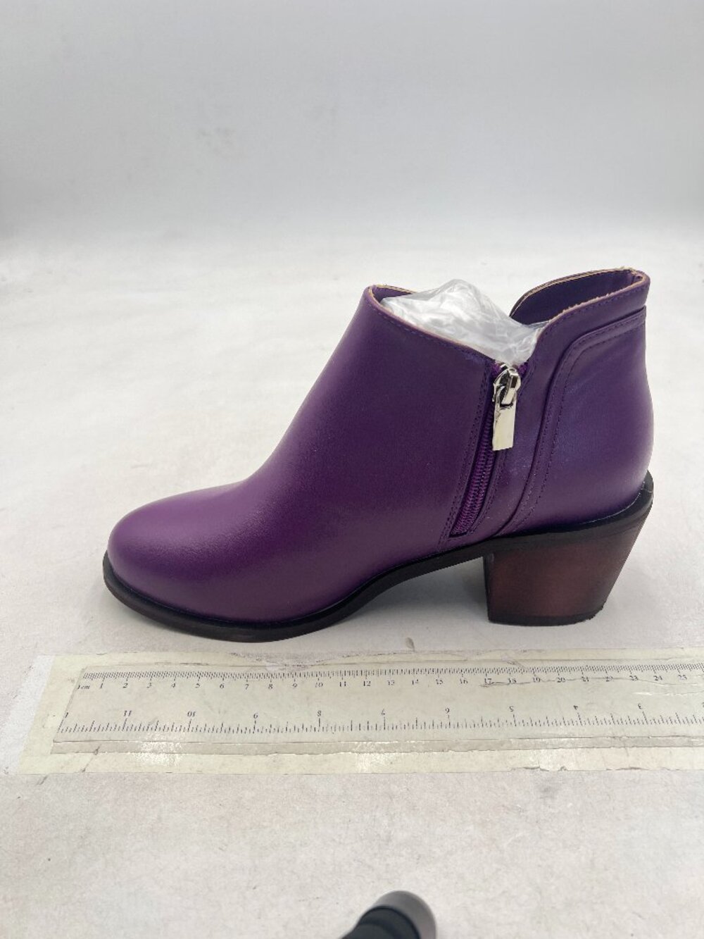 Dark Purple Women Round Toe Ankle Boots Chunky Low Heel Chelsea Booties Side Zip